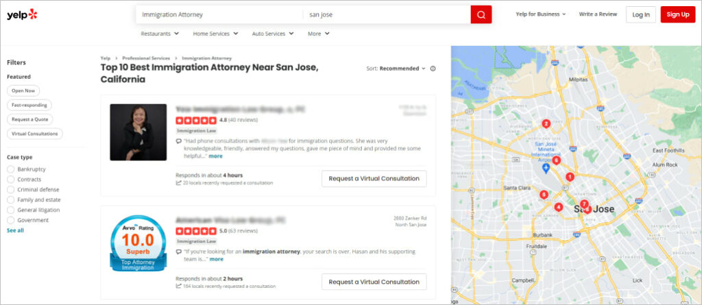 Yelp for law firm professionals
