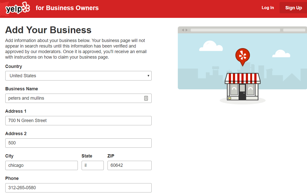 Yelp Business set up