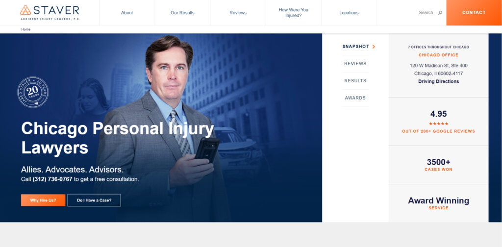 Staver Accident Injury Lawyers, P.C. best law firm websites