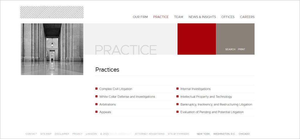 practice area landing page