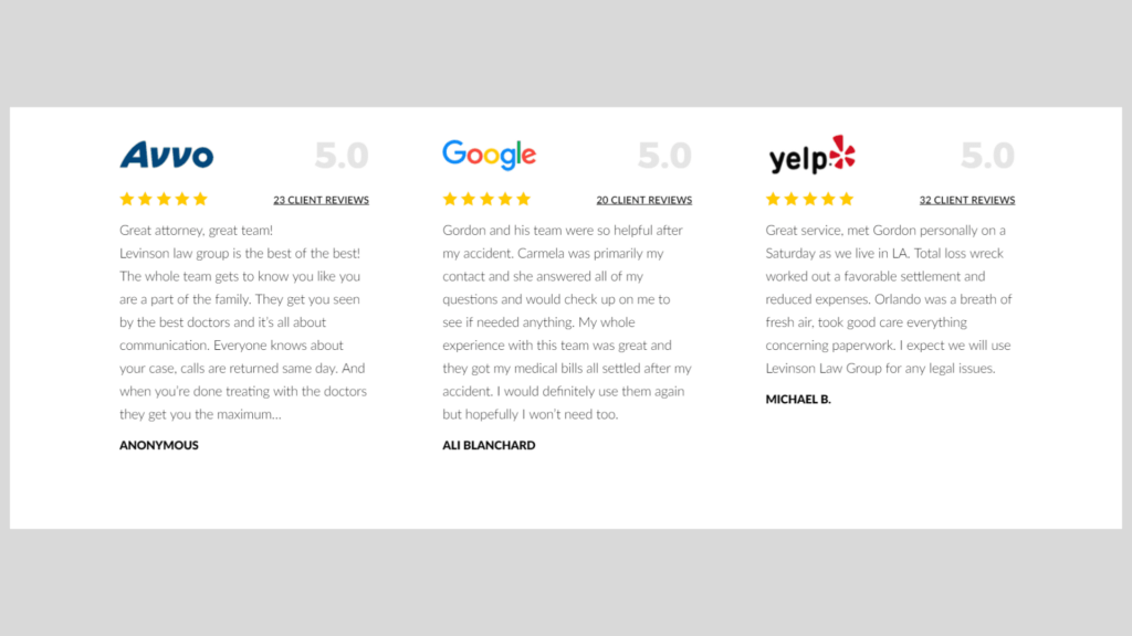 Fidati delle recensioni su Google, Yelp, Avvo e Facebook