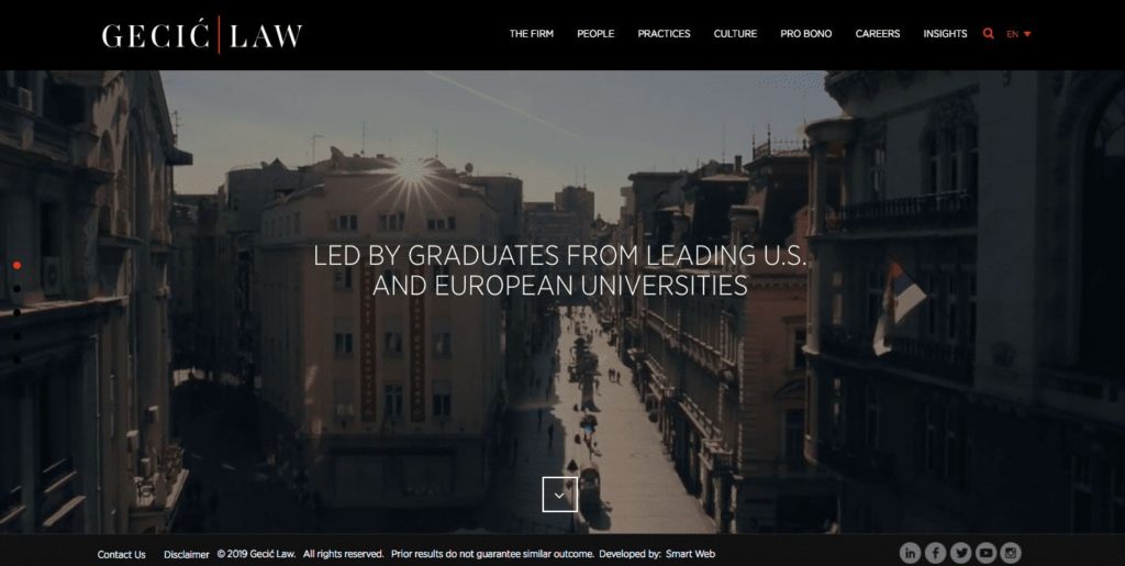 Gecić Law best law firm websites