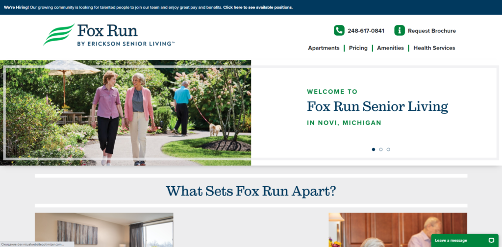 fox run senior living web design 2022