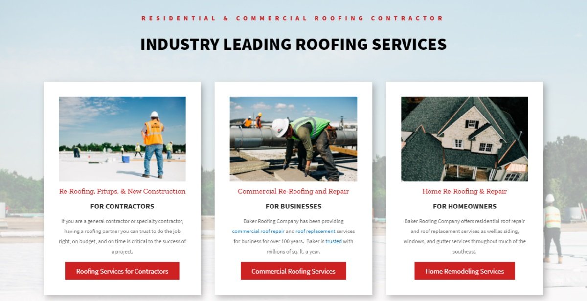a roofing company website