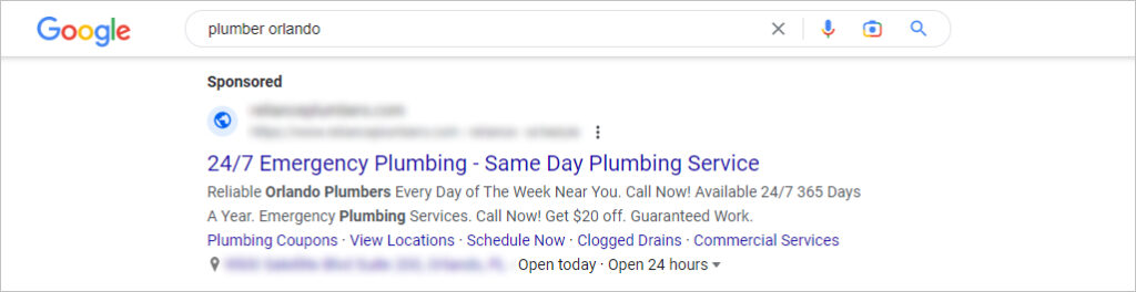 An example of search ads