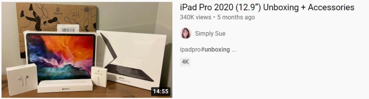 a video of unboxing an ipad on youtube
