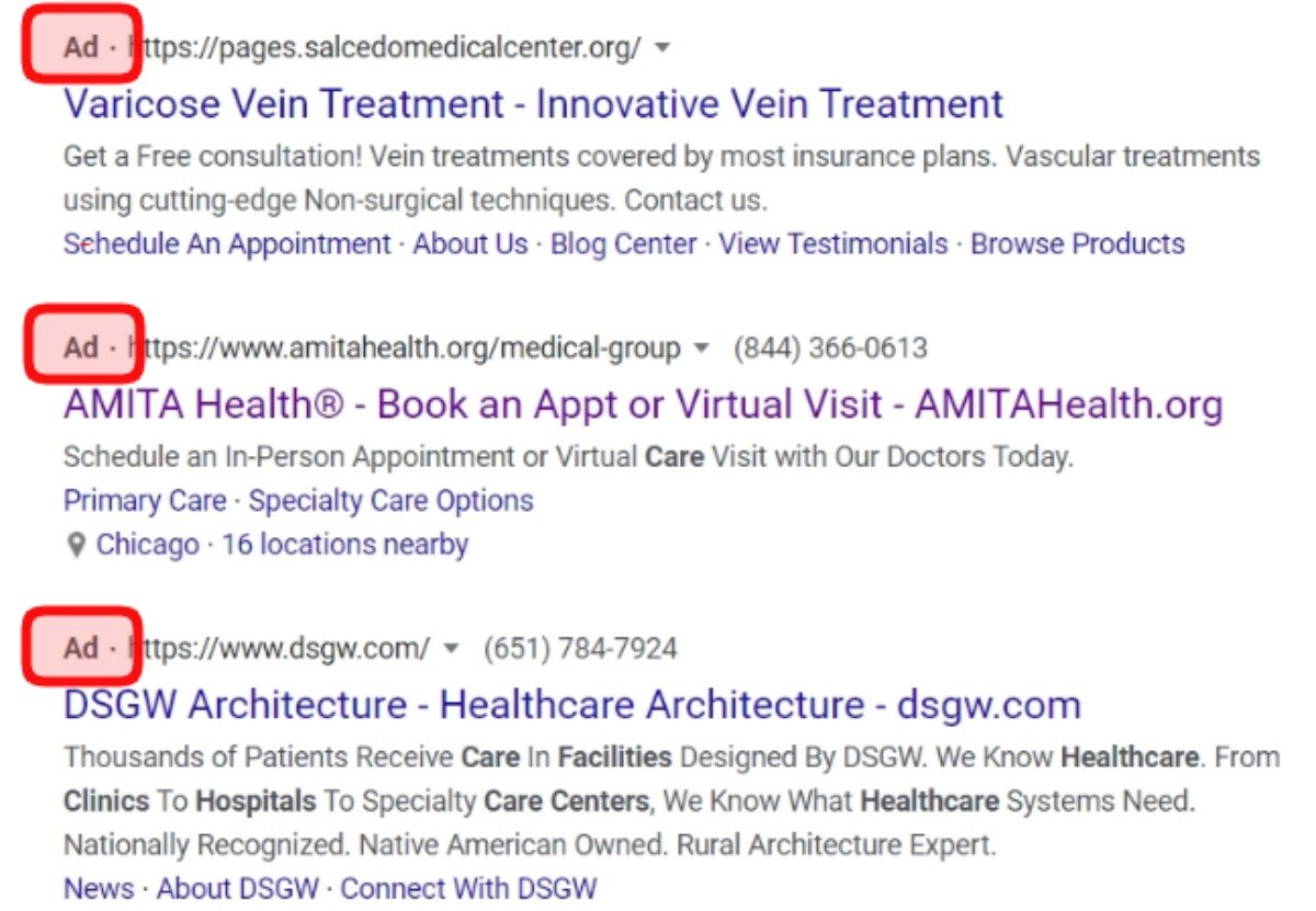 medical facilities pay per click ads