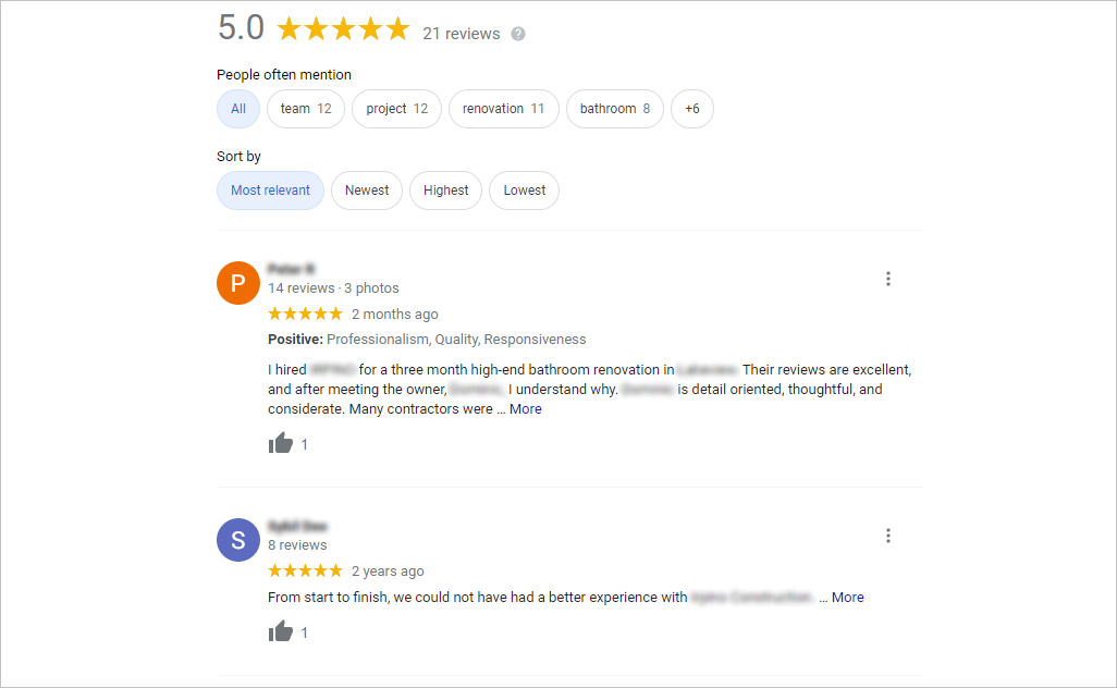 Construction Company Reviews