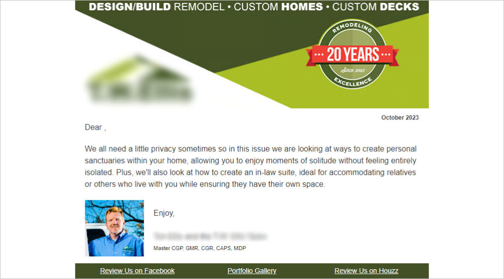 Email marketing for home remodeling companies