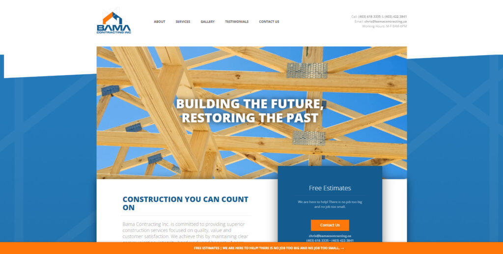 bama contracting website design