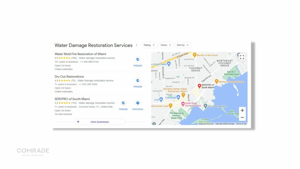google search water damage restoration