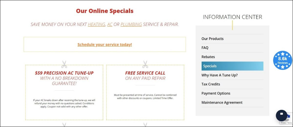 Plumber services special offers