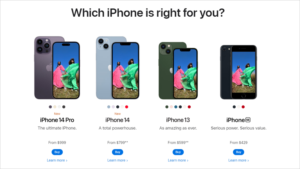 Apple product page