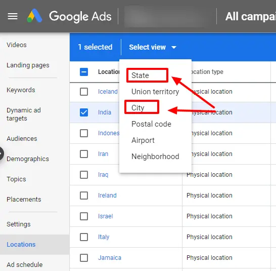 Specify your company's location in Google Ads