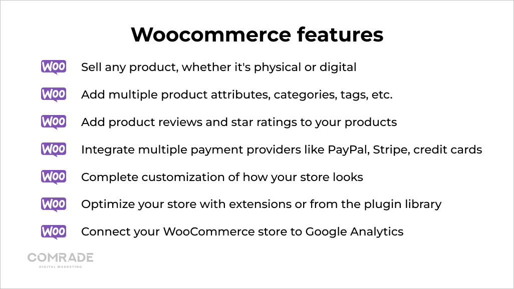 Woocommerce features