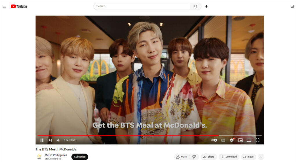 McDonalds video with BTS crew