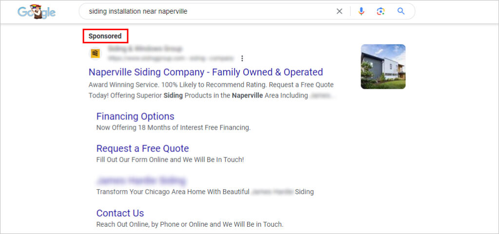 An example of Google ads