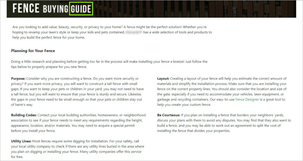 Write guides about building materials to give more information