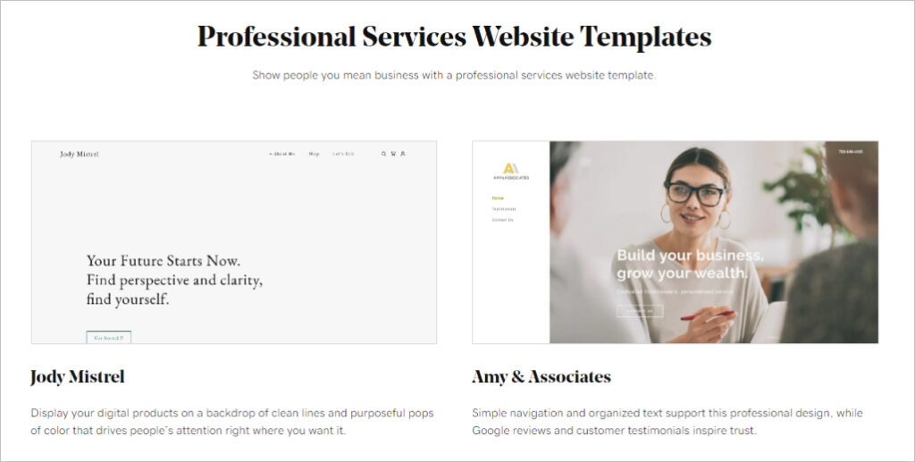 An example of templates for lawyer website
