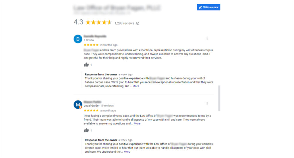 Google reviews for lawyers