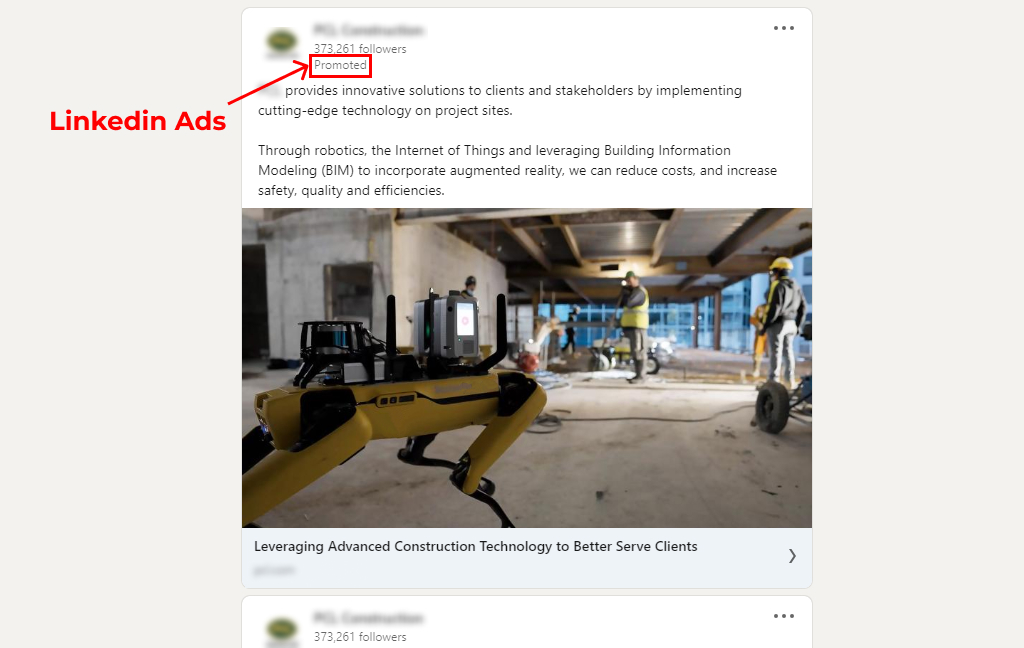 Linkedin Ads for construction companies