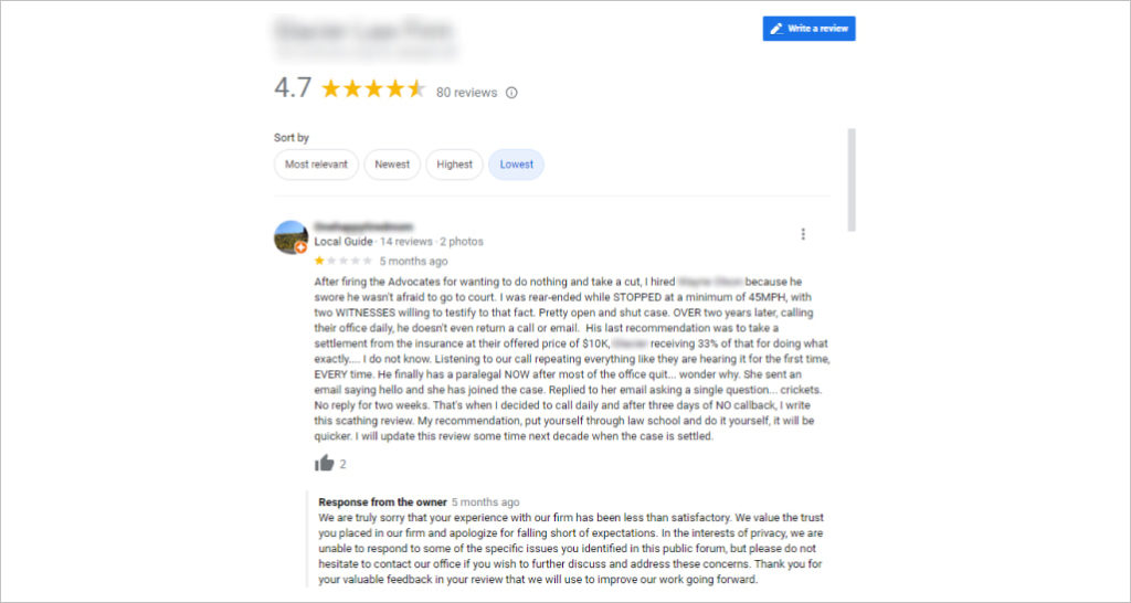 Reviews from Google