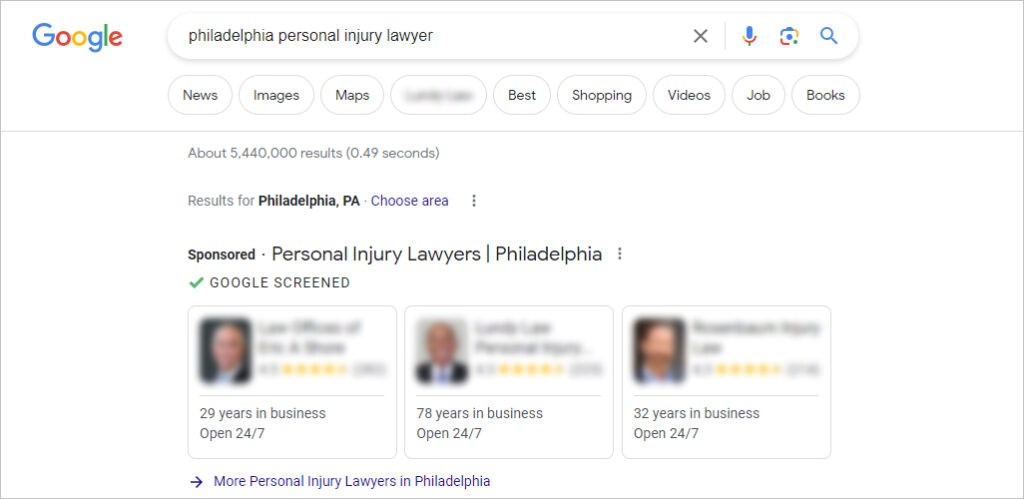 Local Service Ads for personal injury lawyers