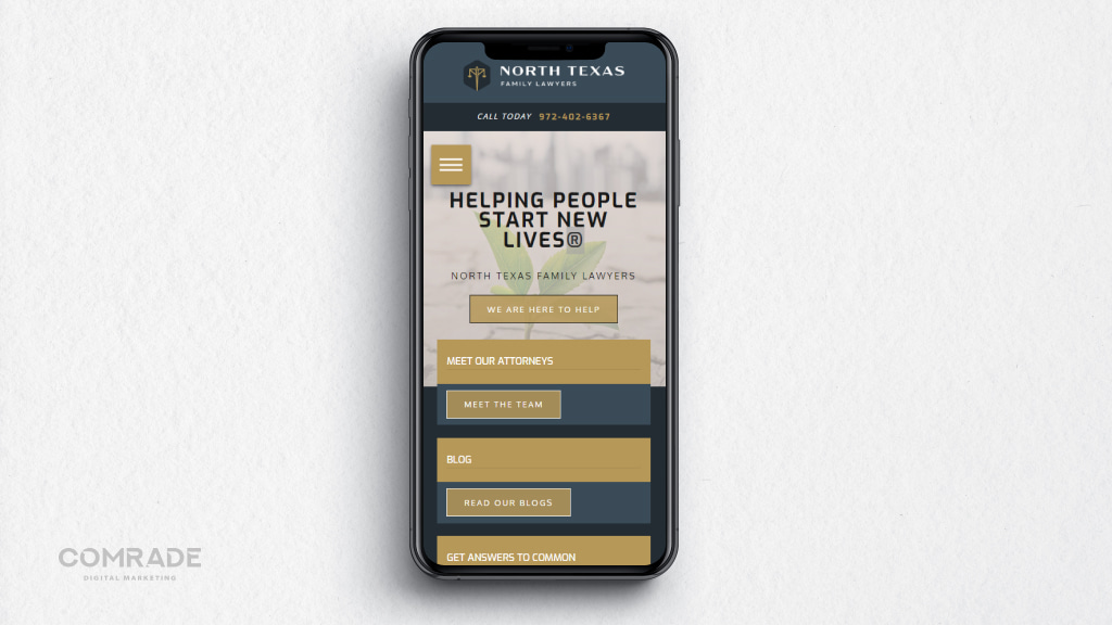 A law firm website's mobile mockup