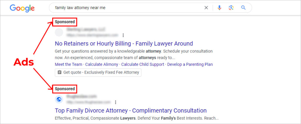 PPC ads for divorce and family lawyers