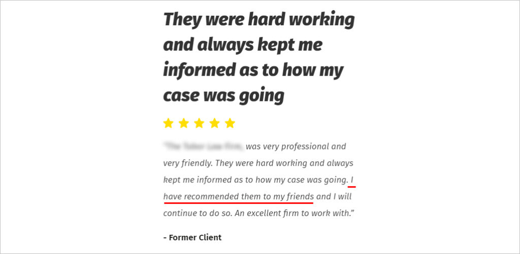 A referral from a real client