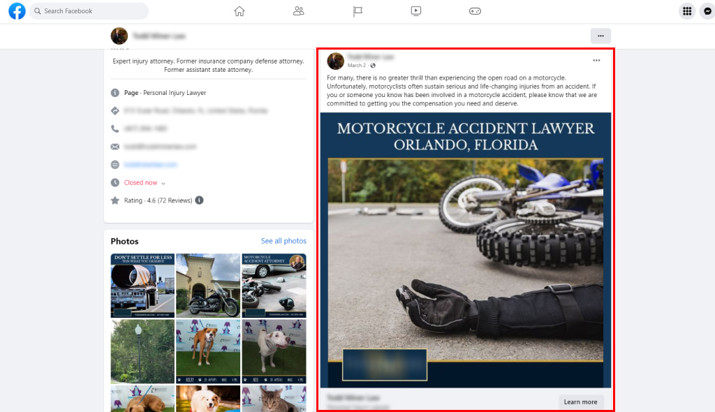 Facebook ads for personal injury attorneys