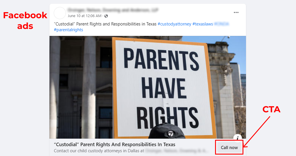 Facebook ads for family attorney