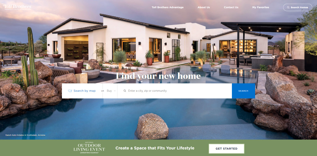 Toll Brothers' website design