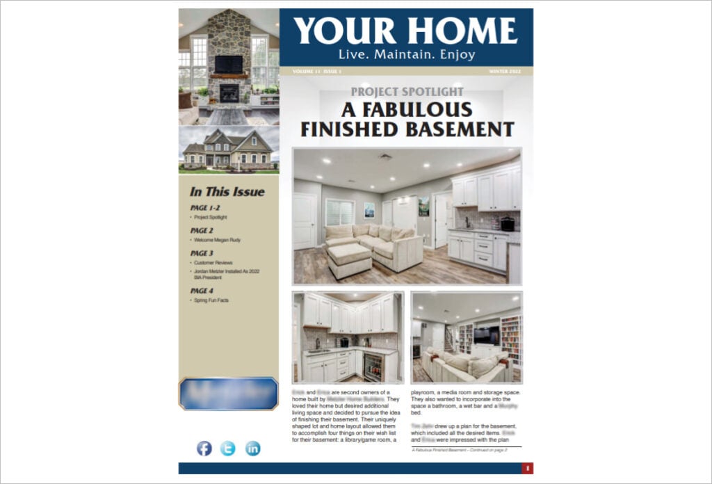 A home builder email newsletter for consumers