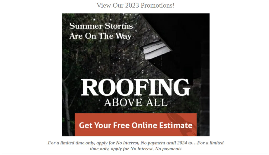 An example of a roofing special offer