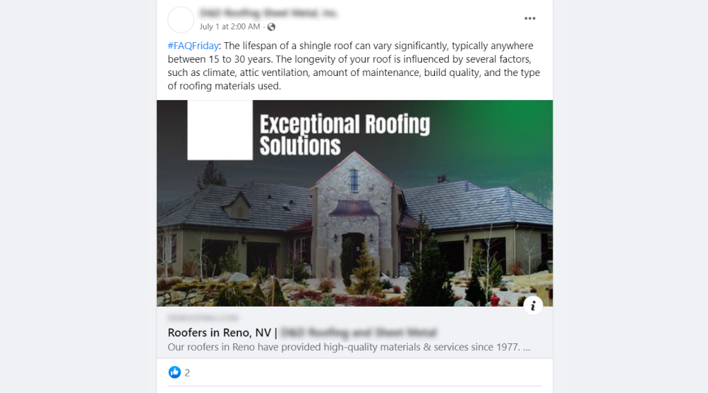 Facebook posts for roofers