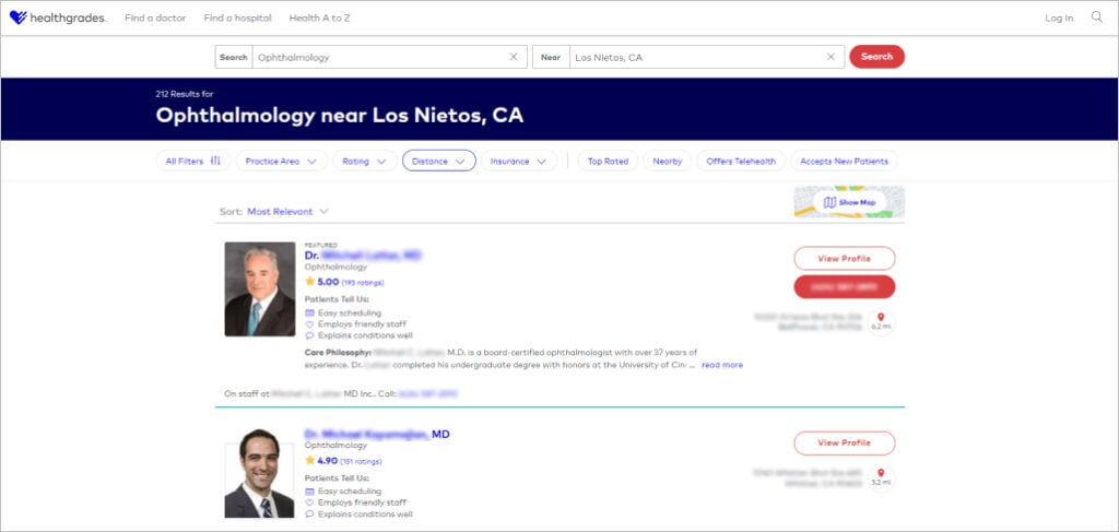 Healthgrades directory for doctors