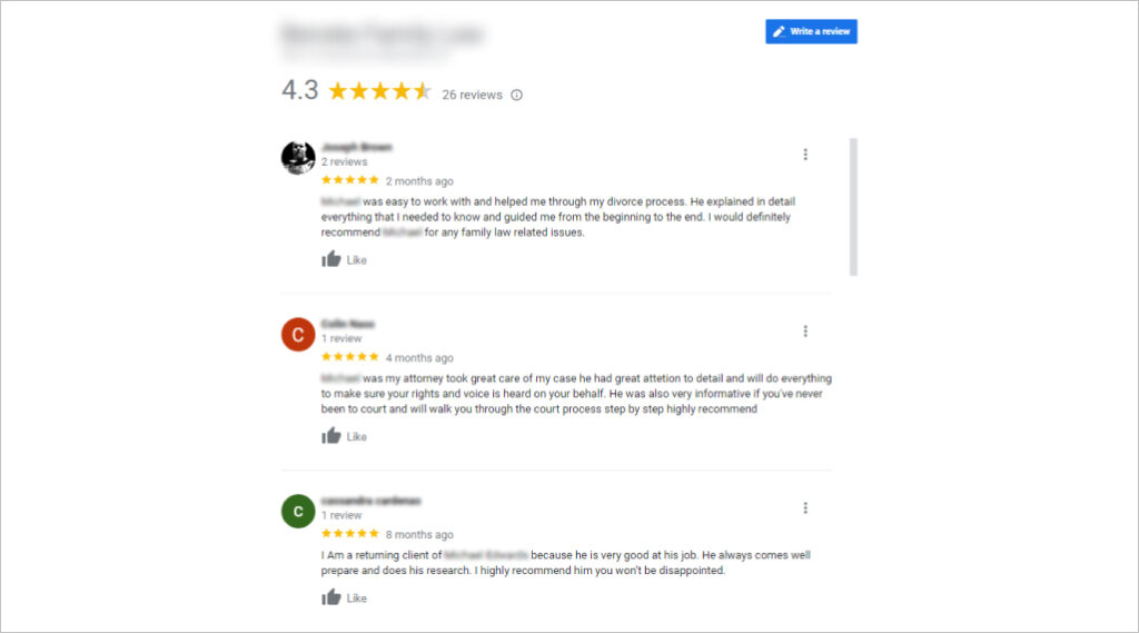 Reviews on Google my Business