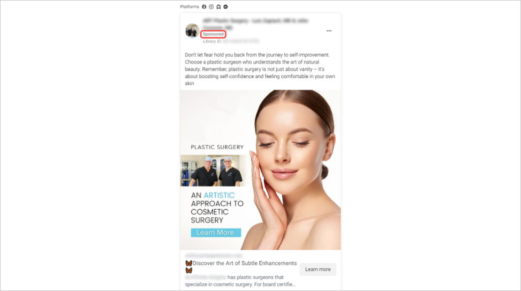 Facebook ads for plastic surgeons