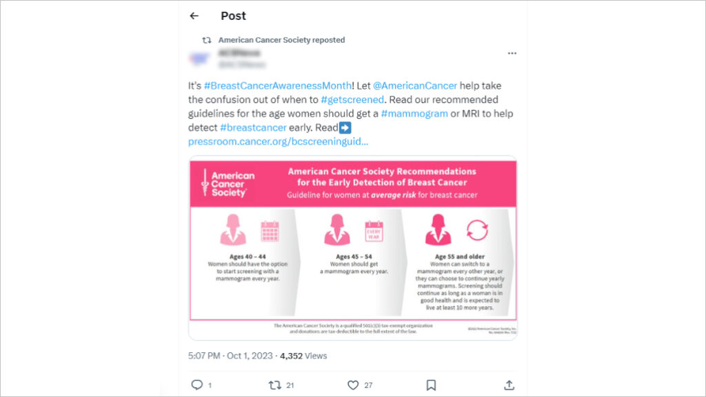 American Cancer Society answering questions on social media