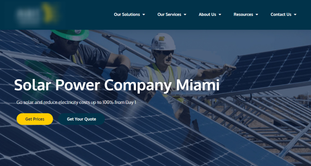 Solar company converting landing page