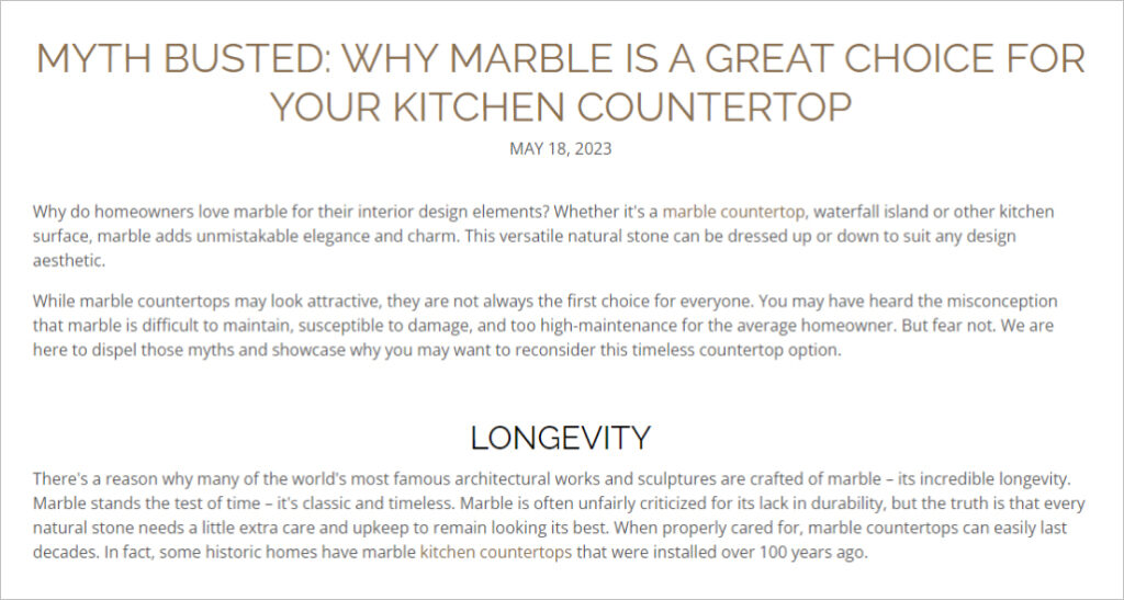 Relevant article about countertops