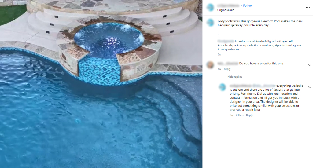 Swimming pool Instagram reel
