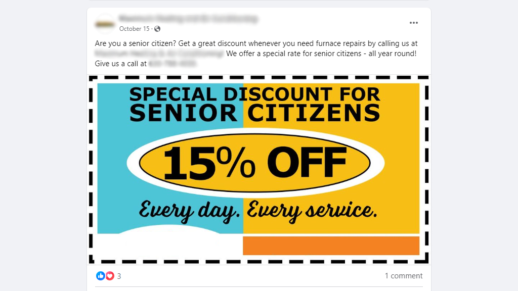 Special offers for senior citizens