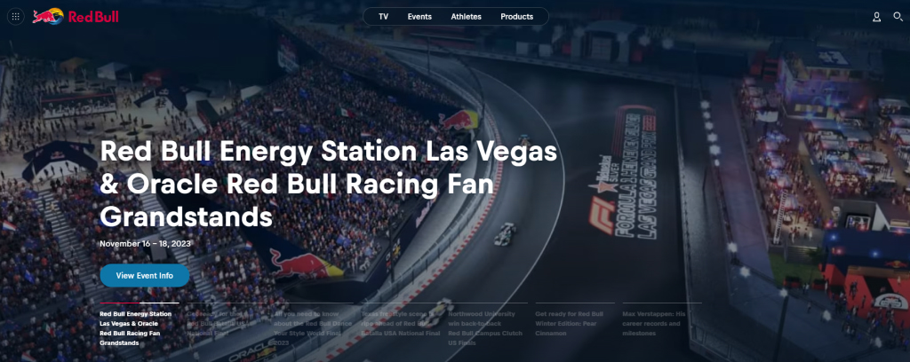 Red Bull homepage
