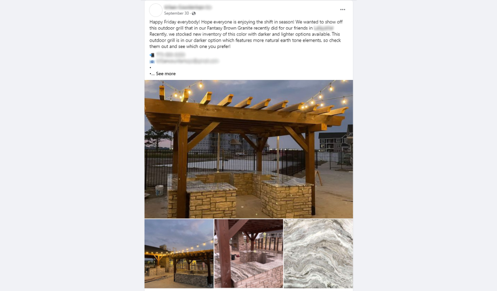 A Facebook post about counterport installation