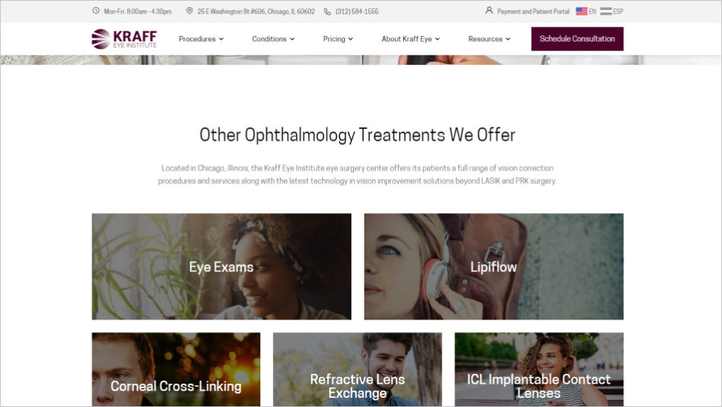 Practice areas for ophthalmologists