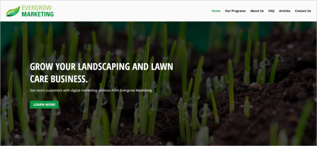 Evergrow Marketing homepage