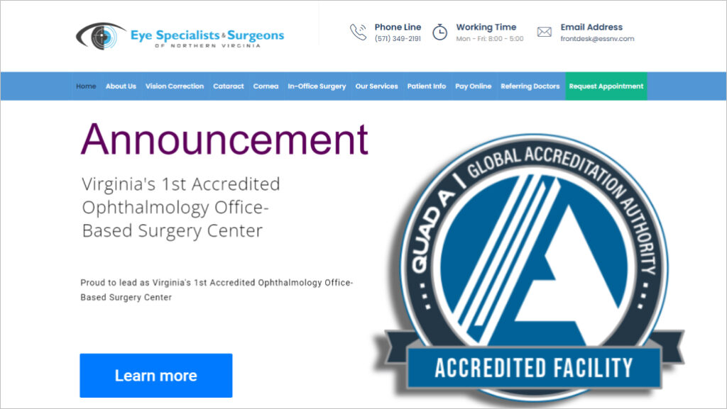 Eye Specialists & Surgeons of Northern Virginia homepage