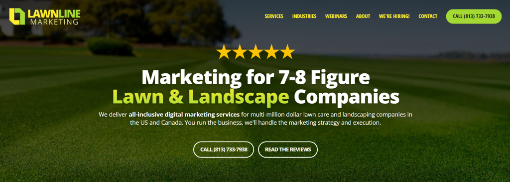 Lawnline Marketing homepage